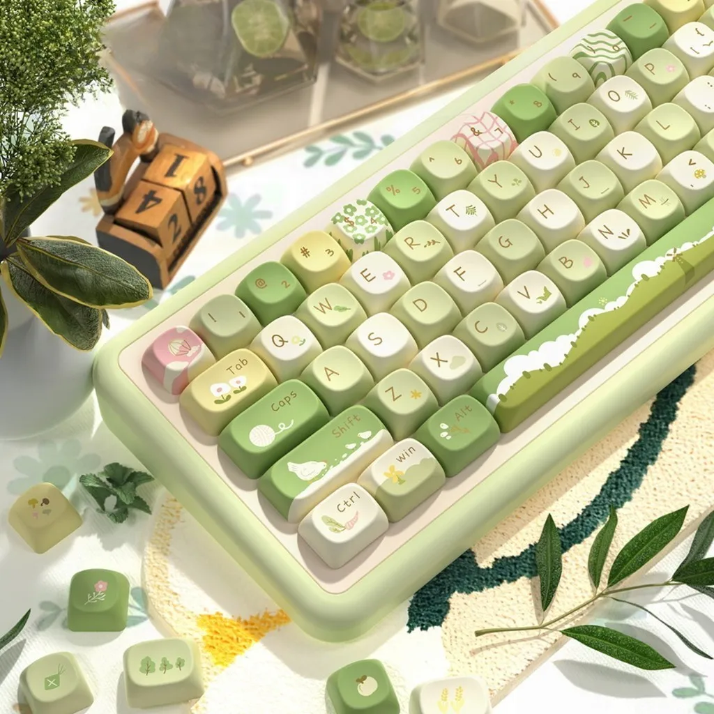 

Mountain Stream Ono Keycaps MCA Profile 145keys Cute Green Key Cap PBT Material Customize Personalized Keyboard Keycaps