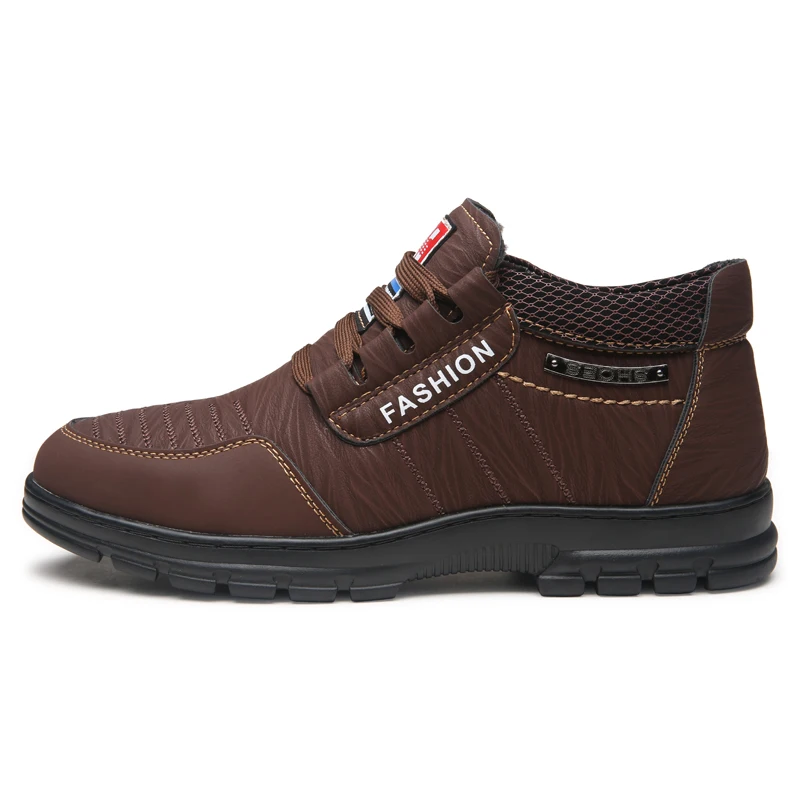 Winter Men Boots Casual Leather Leisure Shoes Sneakers Keep Warm Snow Boots Non-slip