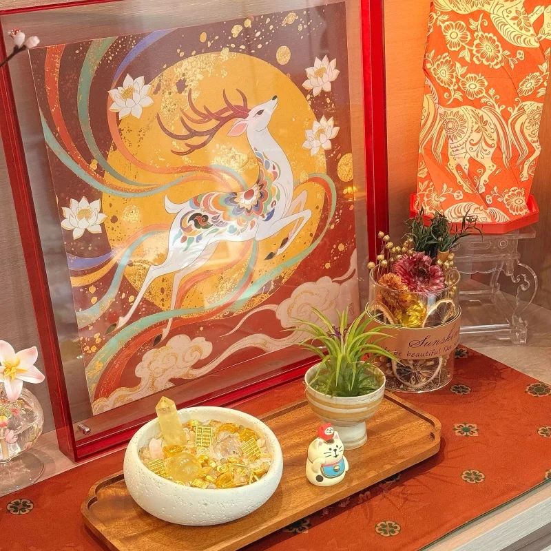 달빛 바다 입구 장식 예술 그림 거실 배경 벽걸이 그림 고급스러운 느낌의 데스크탑 거실 입구 장식품