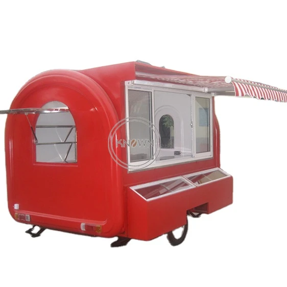 OEM Trailer Type Mobile Fast Food Concession Cart Stainless Steel Hot Dog Vending Truck support Customization