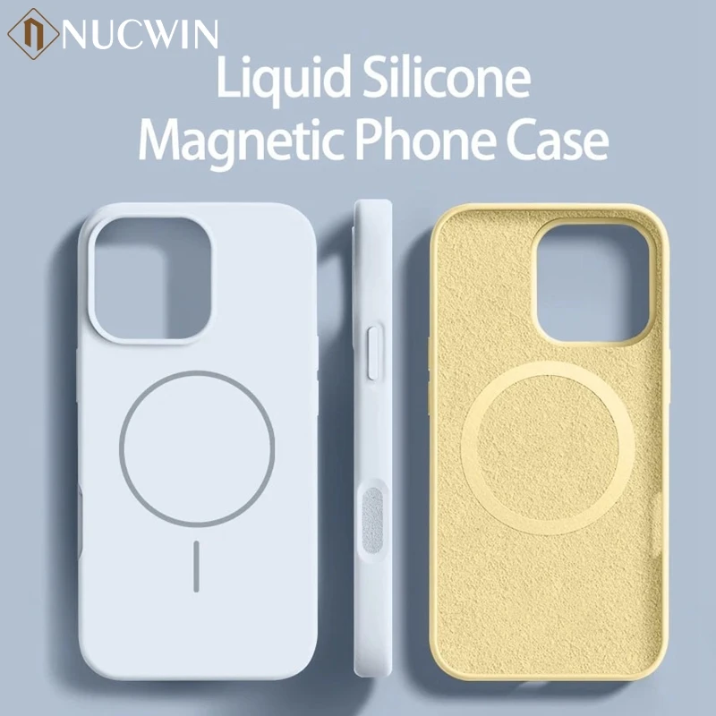 Enhanced Liquid Silicone Magnetic Case with Wireless Charging Support, Slim Soft Cover