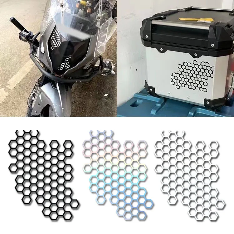 Personalized Honeycomb Motorcycle Sticker Headlight Tint Film Motorcycle Body DIY Decoration Decals Universal Waterproof Sticker 2pcs motorcycle stickers high viscosity honeycomb helmet decals stickers self adhesive auto headlight taillight tint film