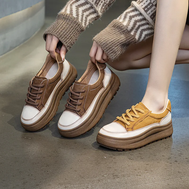 Loafers Women's 2024 Spring and Autumn New Cowhide Women's Casualflat Leather Sports Small White Shoes Thick-soled Women's Shoes