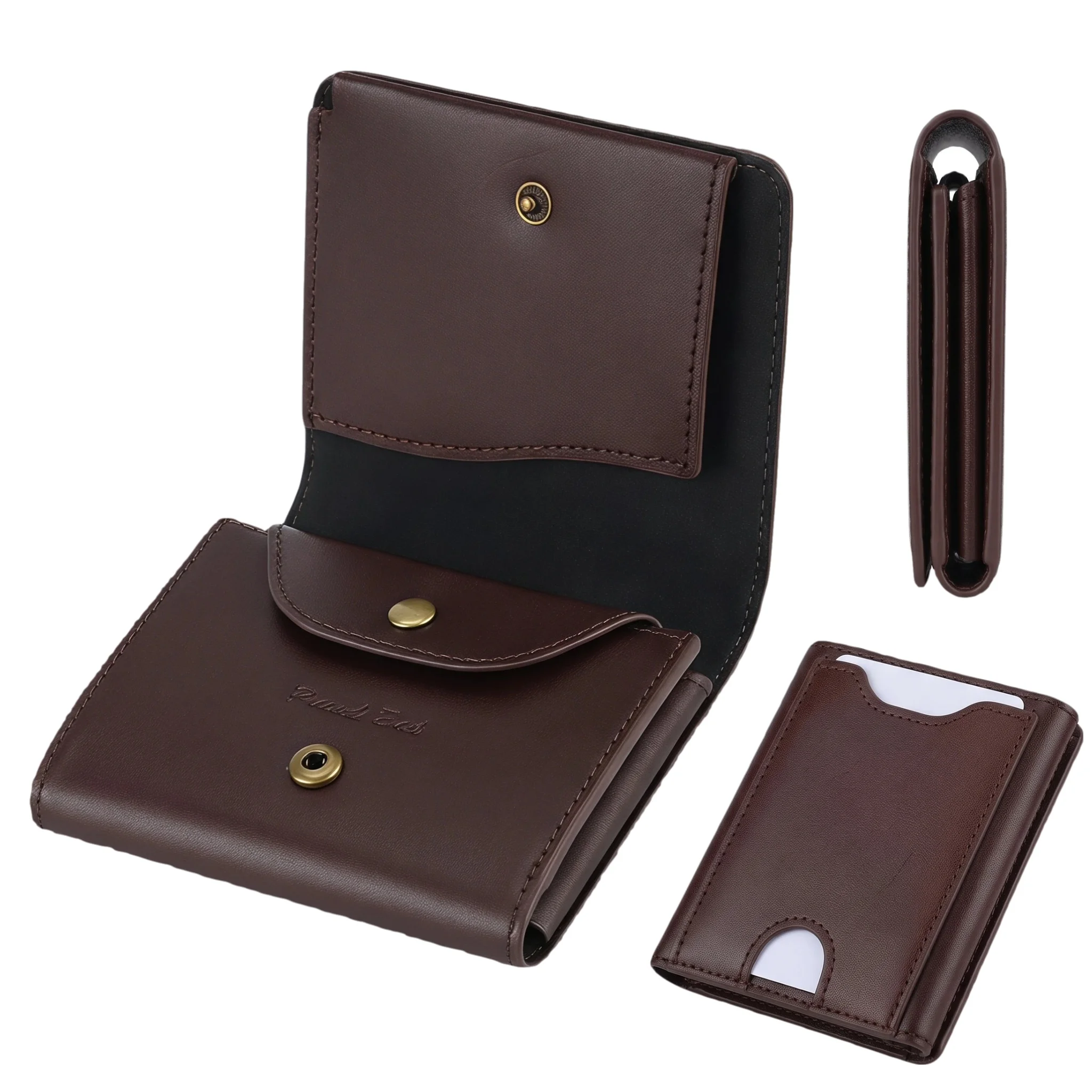 Petit portefeuille Portable pour hommes en cuir de Grain fin