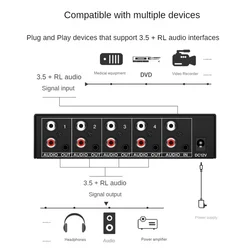 4 - Way RCA Stereo Audio Splitter with EU Plug