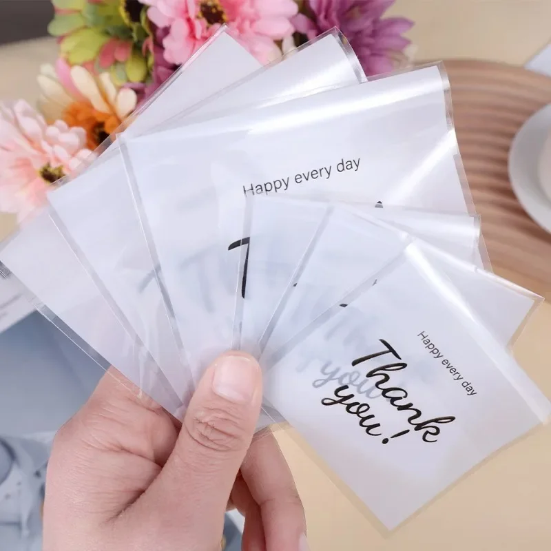 300/100Pcs Thank You Candy Bag Plastic Self-Adhesive Biscuit Snacks Chocolates Lollipop Baking Wedding Birthday Party Gift Bags 5