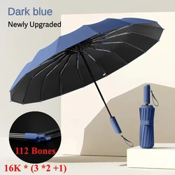 Windproof Compact Automatic Umbrella with UV Protection - Metal - fiber composite (Deep blue- 112 Bone)