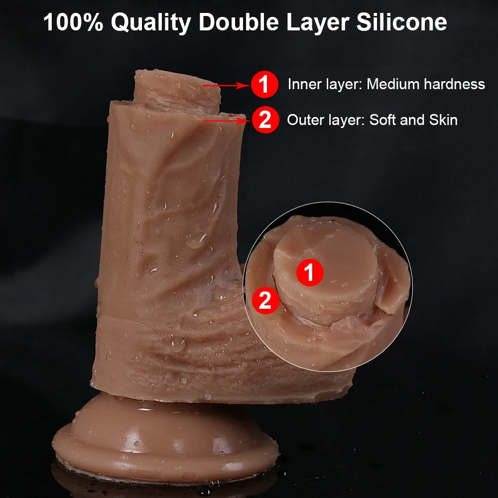 Adult Female Sex Toys 7/8 Inch Realistic Dildo Big Silicone Penis Dong With Suction Cup For Women