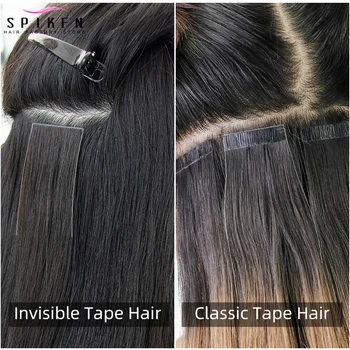 Natural Black Invisible Tape In Hair Extensions Straight PU Skin Weft Tape Human Hair Nautral Seamless Adhesive Tape Hair 10pcs