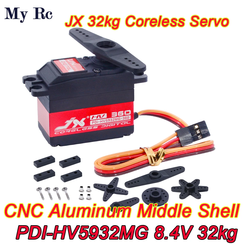 

JX Servo PDI-HV5932MG 120-360° 32kg Metal Gear Coreless Servo CNC Aluminum Middle Shell for RC Hobby