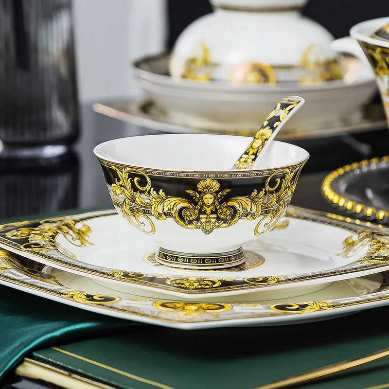 Brand Top Quality Ceramic Porcelain Dinnerware Sets 24K Gold Tableware of  58 Pcs Fashion Dish Plates Set Royal Luxury Cup Kits - AliExpress