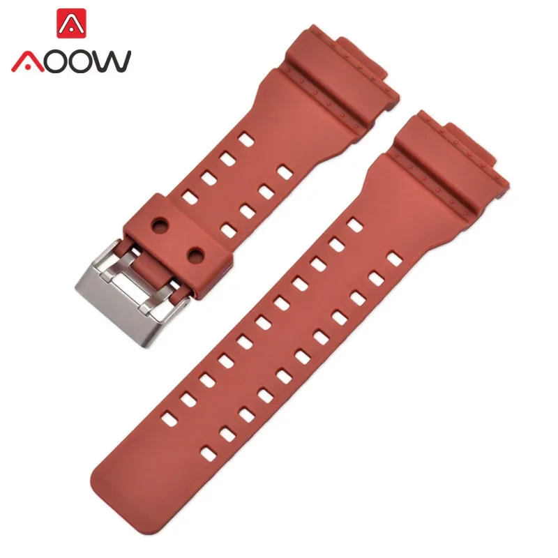 Elegant 16mm Resin Sports Watchband with Gold Buckle - Waterproof Replacement Bracelet
