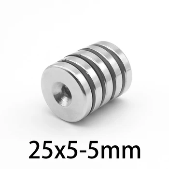 5-50 PCS 25x5-5 mm Permanent NdFeB Strong Magnets 25*5 mm Hole 5mm Round Countersunk Neodymium Magnetic Magnet 25X5-5mm 25*5-5mm