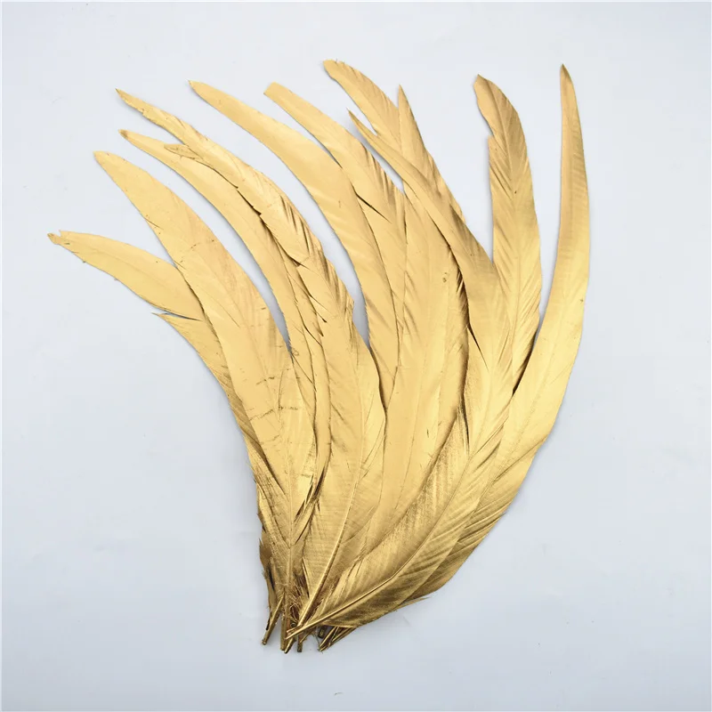 100 Stück goldene und silberne Hahnenfedern zur Dekoration, für Bastelarbeiten, Kleidung, goldenes Huhn, DIY, Hochzeits- und Partydekoration. – Detail 7