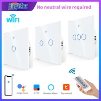 Bingoelec Wifi Wall Touch Switch 1/2/3 Gang No Neutral Wire Required Remote Control Switch Tuya Smart Support Alexa Google Home