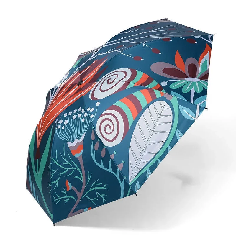 Creative Printing Automatic Opening and Closing UV Resistant Sun Umbrella Women