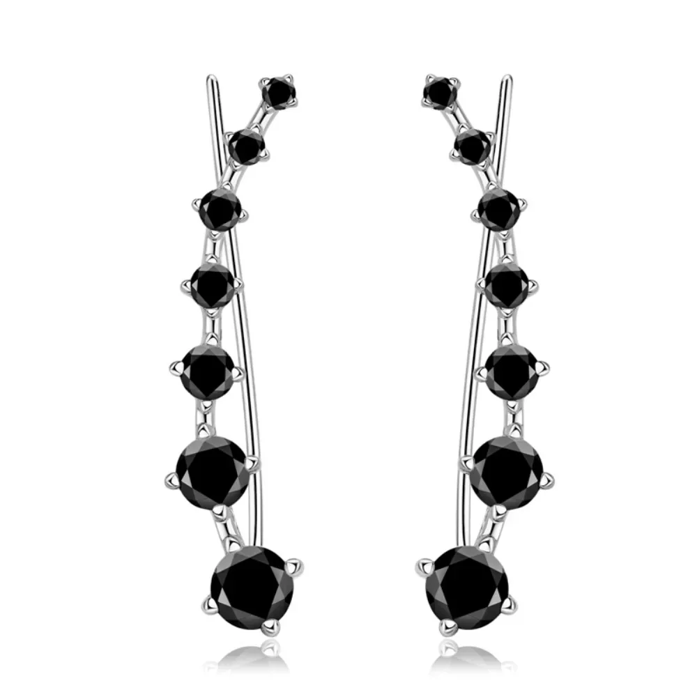 

Full Moissanite Earrings D Color Round Cut S925 Sterling Silver Ear Cuff Hook for Woman Black Lab Diamonds Wedding Jewelry GRA