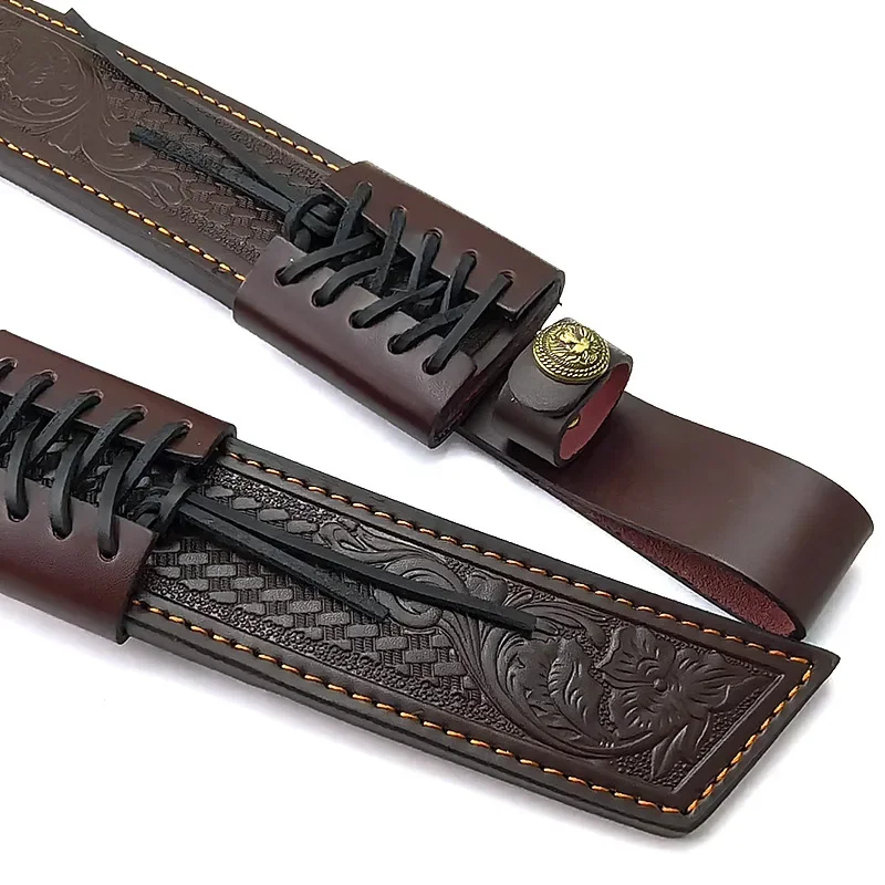 Swayboo Outdoor Hunting Knife Leather Cover Home DIY Accessories Handmade Cowhide Leather Sheath For Fixed Blade Knife Storage 2