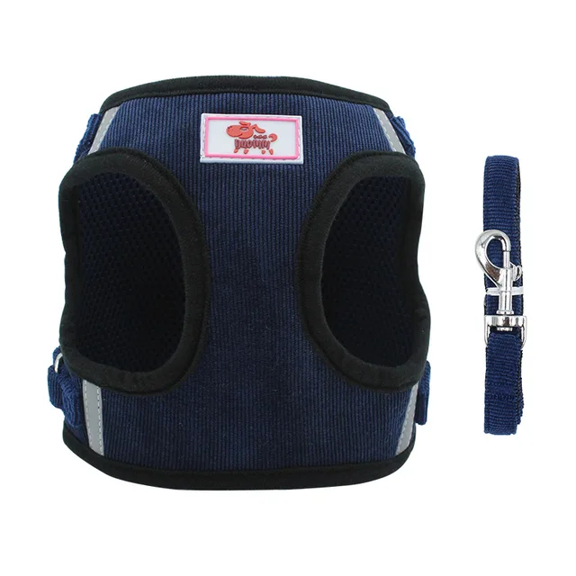 Dog Harness Dog Traction Rope Corduroy Breathable Dog Chest Strap Reflective Pet Chest Strap Walking Rope Set 4