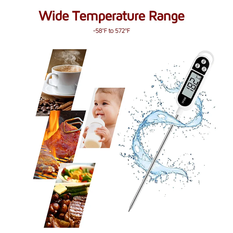 Food Thermometer Digital Real-Time Reading Meat And Beverage Thermometer With LCD Display And Probe Electronic Kitchen Thermomet
