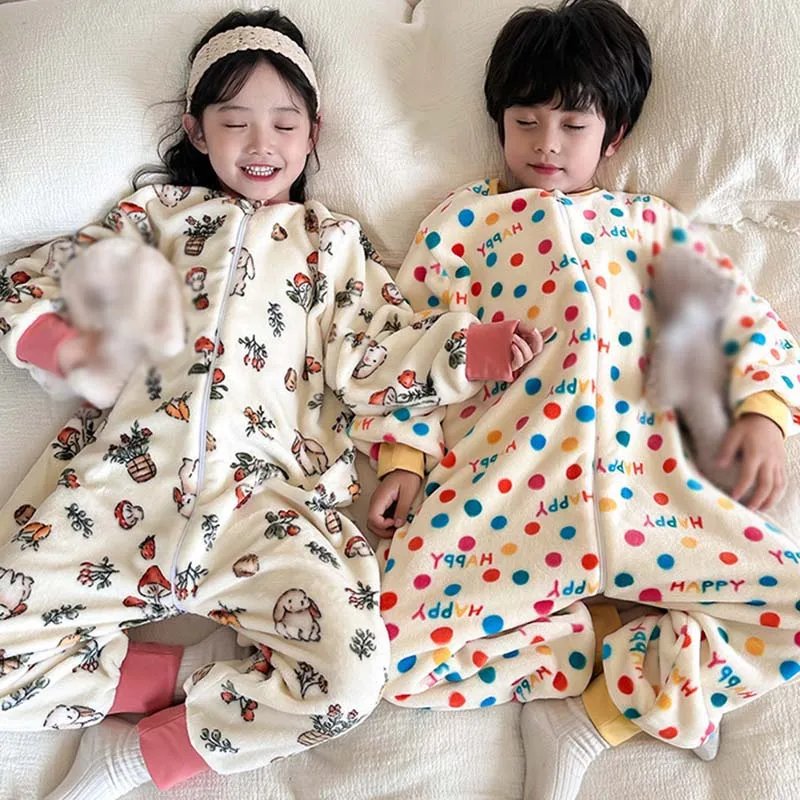 Cartoon Flannel Fleece Children Baby Sleeping Bag Sack Warm Winter Clothes Toddler Sleepsack Pajamas For Girls Boys Kids 2-6T kids pajamas