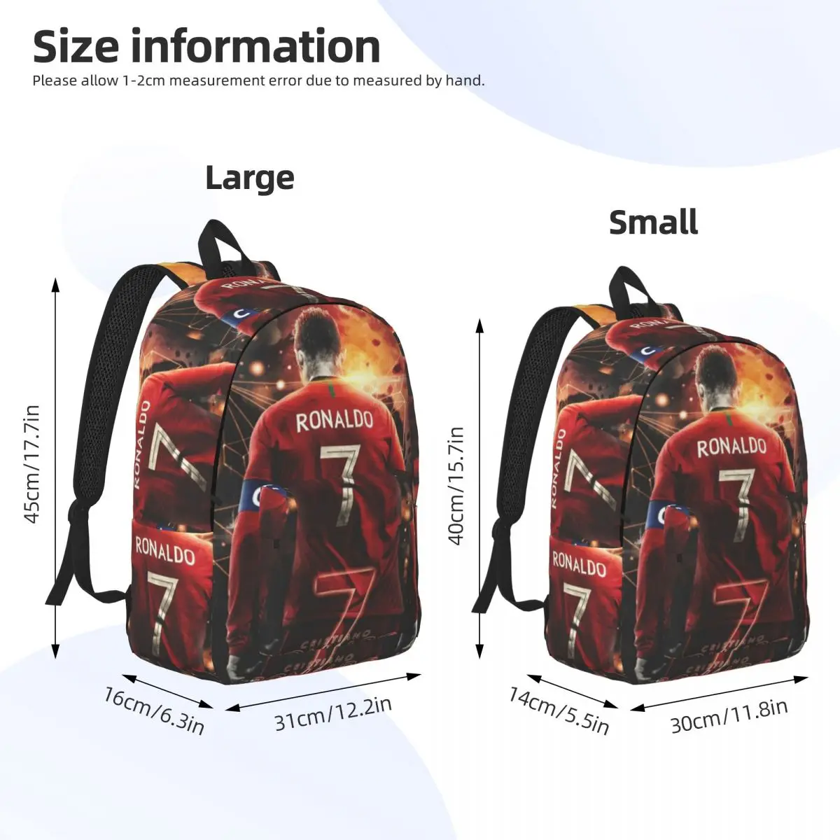 C-Cristianos Backpack Football Star R-Ronaldos Kawaii Backpacks Female Travel Lightweight School Bags Design Rucksack
