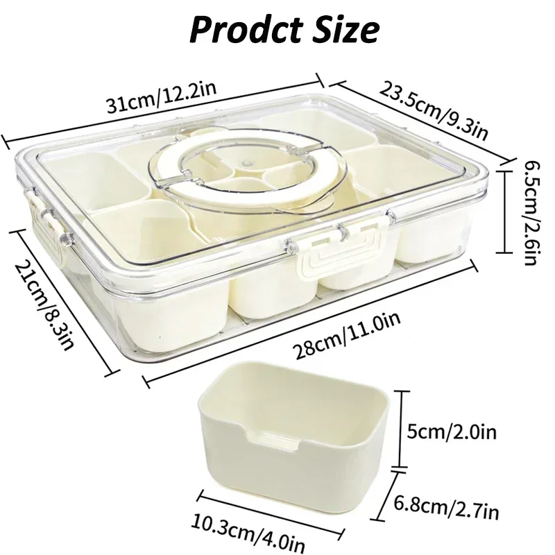 4/8 Grids Food Divided Serving Tray with Lids Portable Fruits Nuts Candy Spice Refrigerator Storage Box Snack Food Container 2
