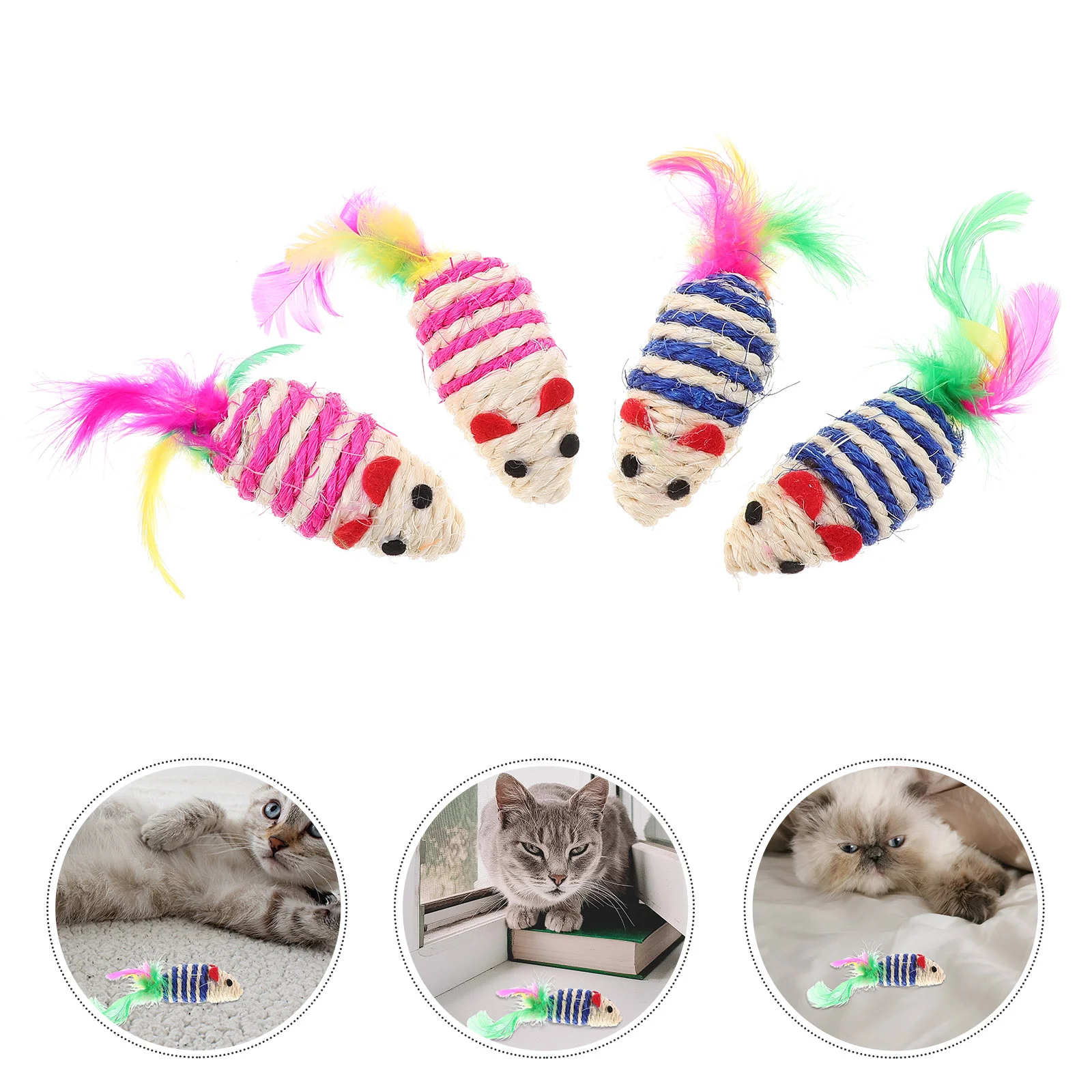 

Simulation Sounding Mouse and Cat Toy Sisal Toys for Cats Kitten Indoor Funny Mice Cartoon Biting