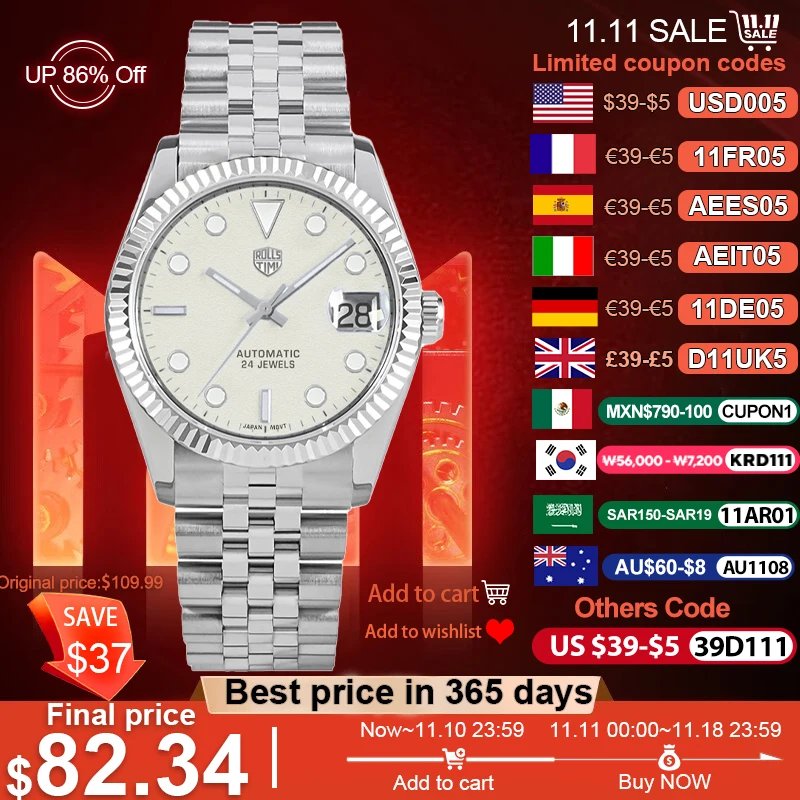Rollstimi New DD40 NH35A Men's Watches Luxury Automatic Mechanical Watch For Men AR Sapphire Glass Date Wrist watch Men