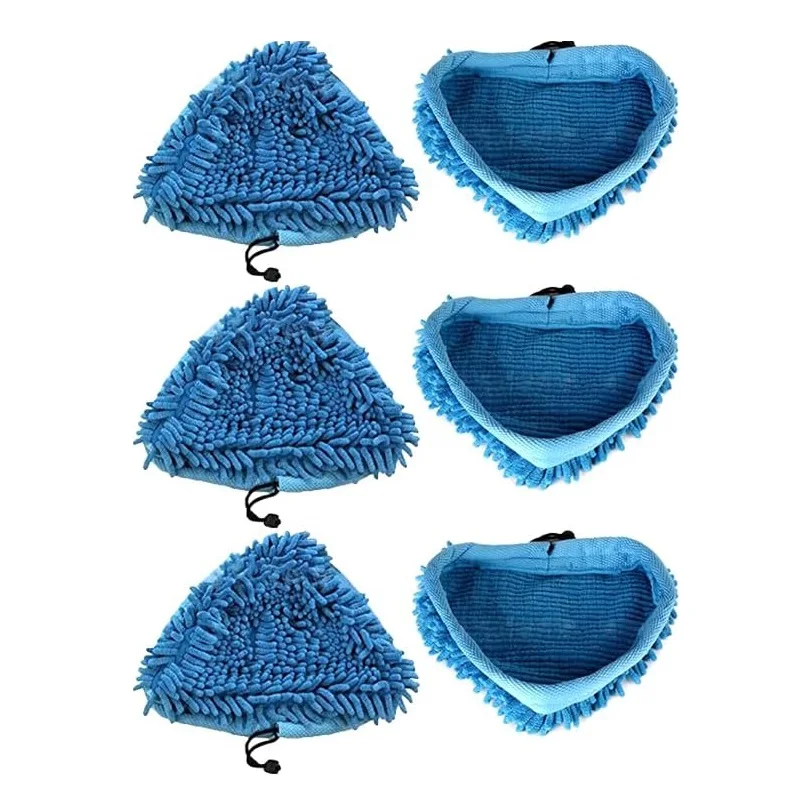 BlueMopReplacementPadsSteamMopTrianglePadsBlueChenille