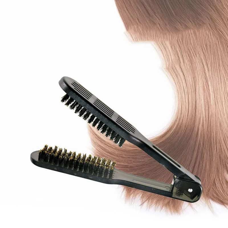 세라믹 스트레이트 닝 빗 양면 헤어 브러시 클램프 미용 천연 섬유 강모 헤어 빗 Hairstylig 도구