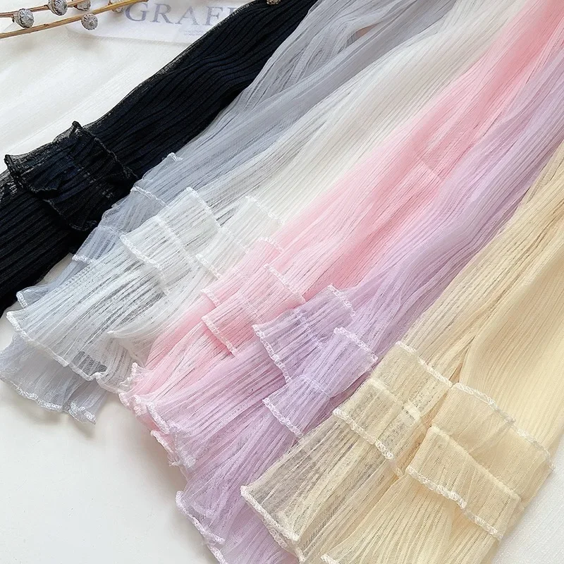 Arm sleeves summer long sun-protective sleeves lady sun protection fingerless thin lace mesh arm sleeve anti-UV sunscreen breathable mittens