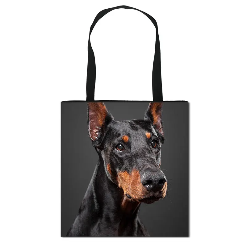 German Shepherd / Boston Terrier / Bulldog / Husky Dog Causal Totes Bag Women Handbag Ladies Shoulder Bags Canvas Shopping Bag 