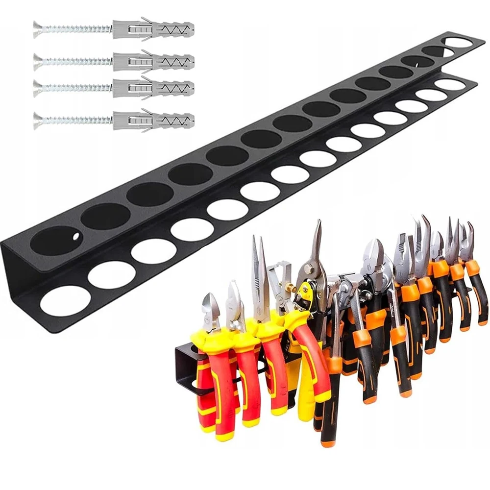 Pliers Holder Wall Mount Wall Mounted Tool, Screwdriver Organizer, 14 Holes Rustproof Screwdriver Rack, Pliers Organizer Storage