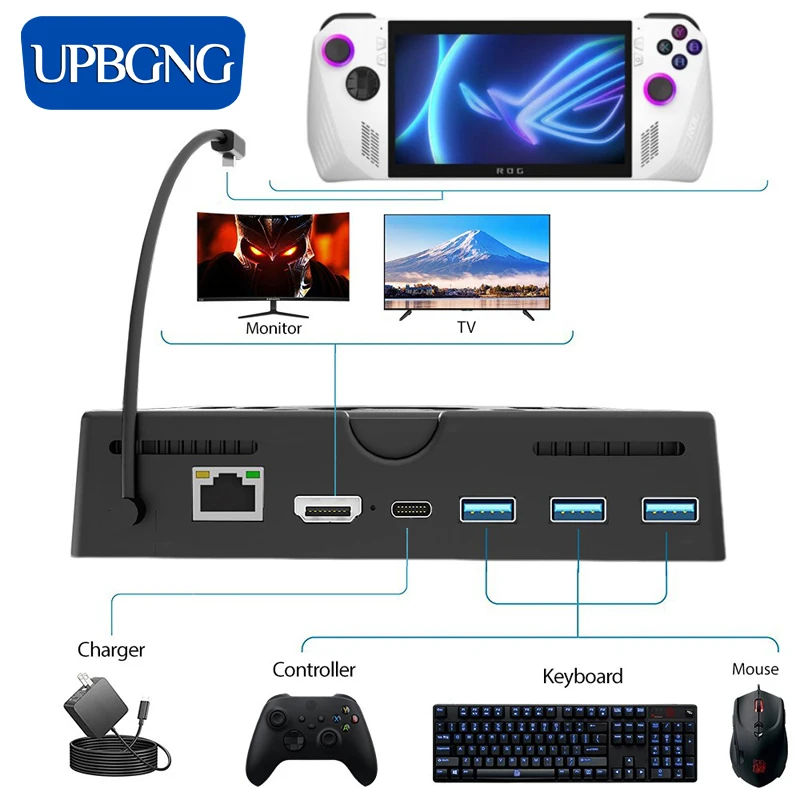 Dock Di Espansione Per Asus Rog Ally Steam Deck Dock Con Hdmi 4K @ 60Hz Gigabit Ethernet Ricarica Type-C Per Rog Ally Accessori