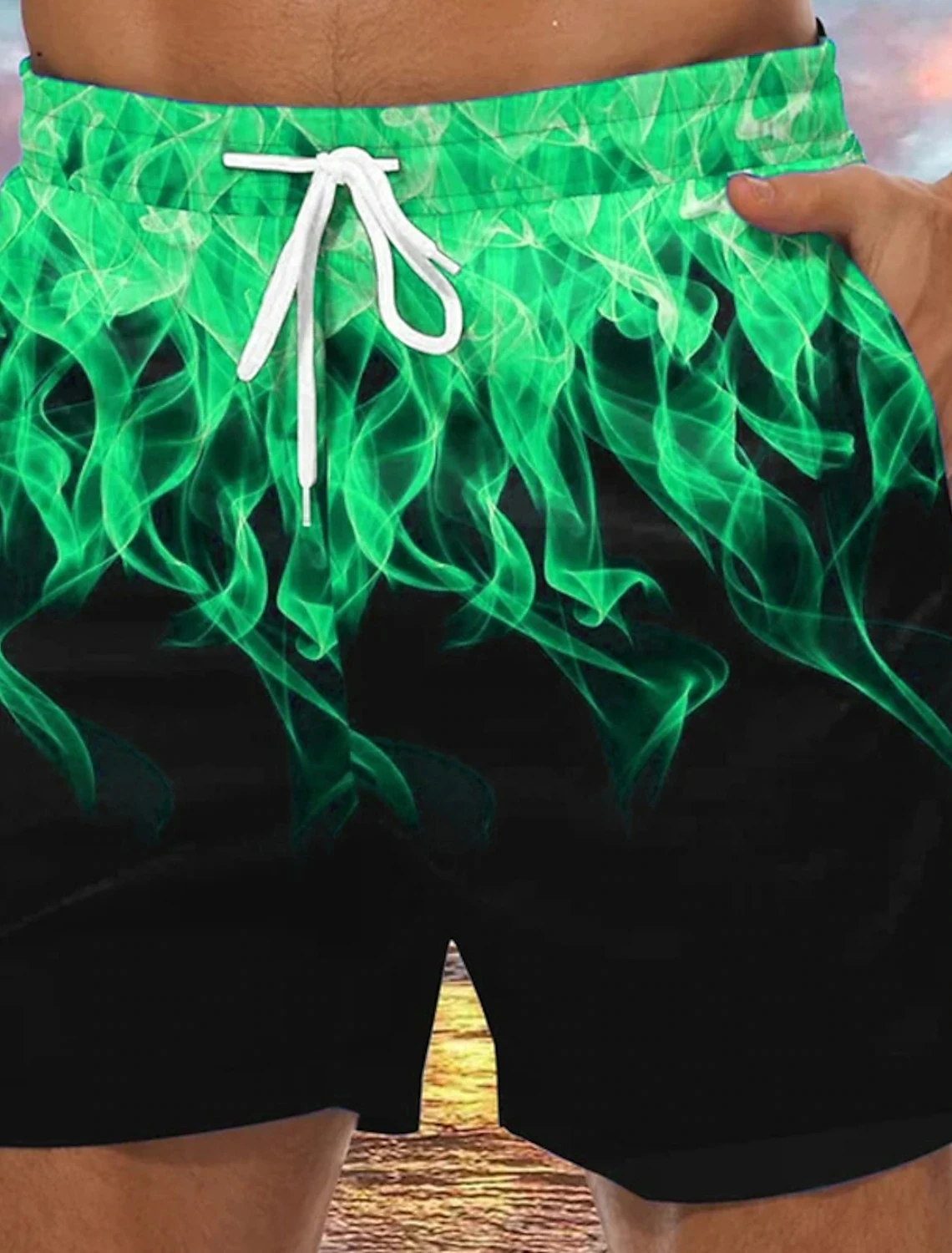 

2024 Men's Flame 3D Printed Shorts Men's Summer Breathable Vintage Shorts Fitness Street Shorts Men Ropa Hombre