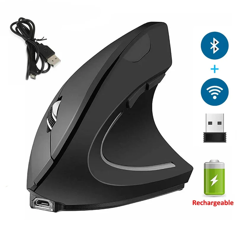 Vertikale ergonomische kabellose wiederaufladbare Gaming-Maus (optisch, 2,4 GHz) für Computer, PC, Laptop und Desktop (USB)_voghion.com