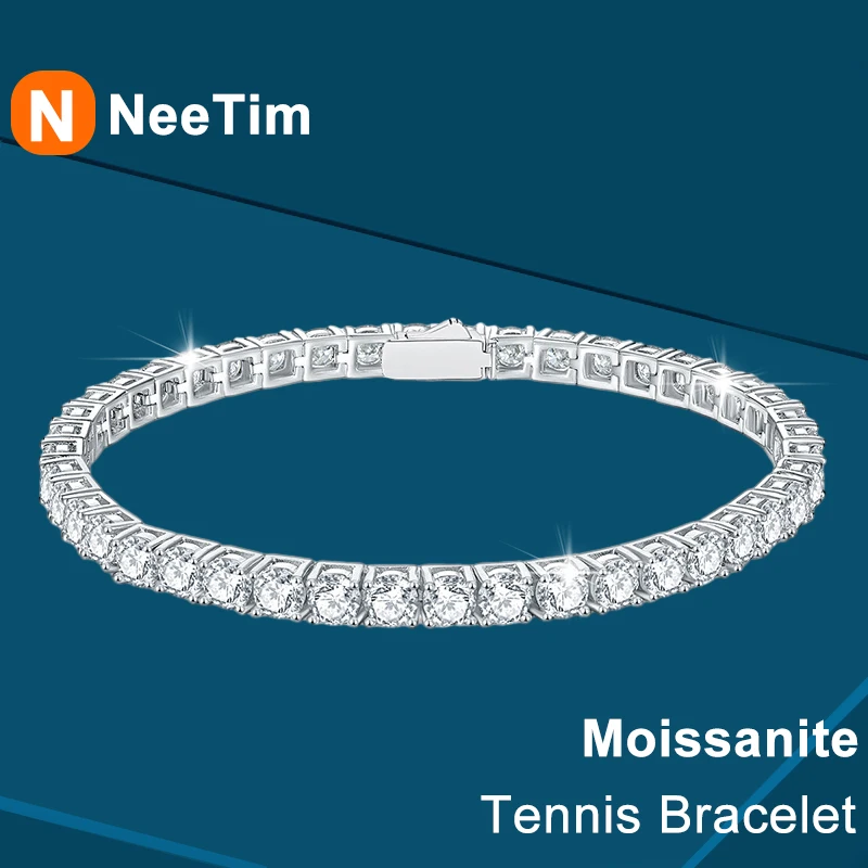 NeeTim 3mm 4mm 5mm 6.5mm Moissanite Tennis Bracelet Original s925 Sterling Silver Lab Diamond Bracelets for Women Men with GRA NeeTim 3mm 4mm 5mm 6.5mm Moissanite Tennis Bracelet Original s925 Sterling Silver Lab Diamond Bracelets for Women Men with GRA