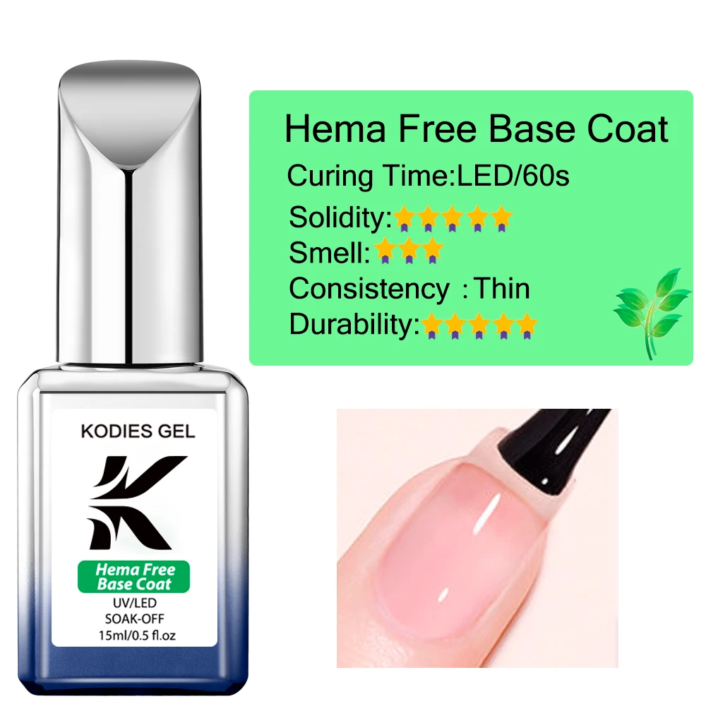 Nail Art Set KODIES GEL 2 PCS/Set Gel Nail Polish Base Coat Top Coat Kit