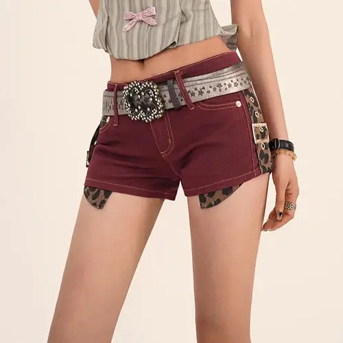 Jean Shorts Red High Waist Sexy Spicy Girl Women'S 2024 Summer Y2K Punk Hip Hop America Street Denim Straight Short Hot Pants