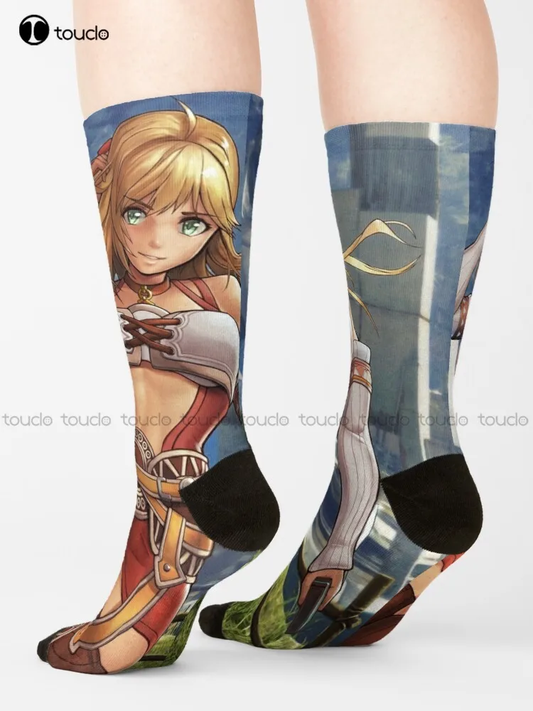 Fiora Fiora Xenoblade Chiclas Cute Sexy Anime Socks Calzini Da Palestra Street Skateboard Socks Harajuku 360 ° Stampa Digitale Retro Art