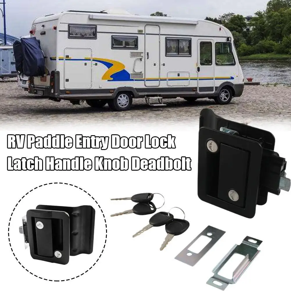 

RV Door Lock Zinc Alloy Entry Door Latch Lock Replacement Kit With 2 Keys For Travel Trailer Campers RV Truck Cargo Hauler