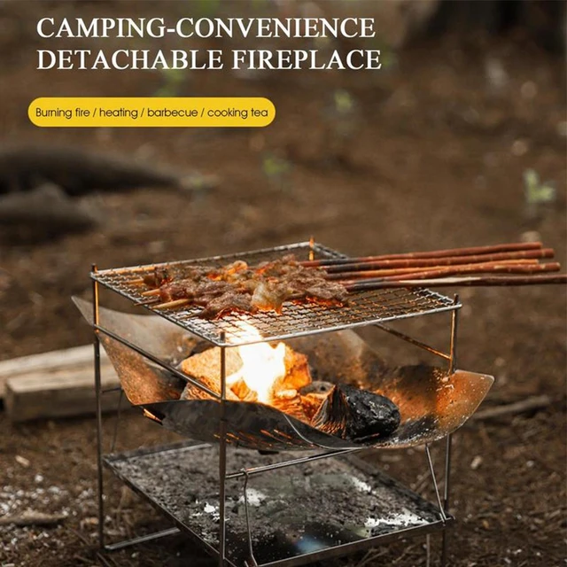 Metal Campfire Cooking Grill, Camping, Folding, Campfire, Fire Pit, Grill,  Portable Grill, Barbecue, Outdoor Fire Pit, Stainless Steel 