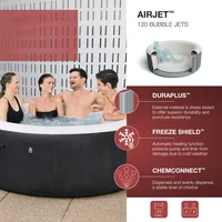Large Round 2 To 4 Person Inflatable Hot Tub Portable Outdoor Spa with 120 AirJets and Cover, Bathtubs 2