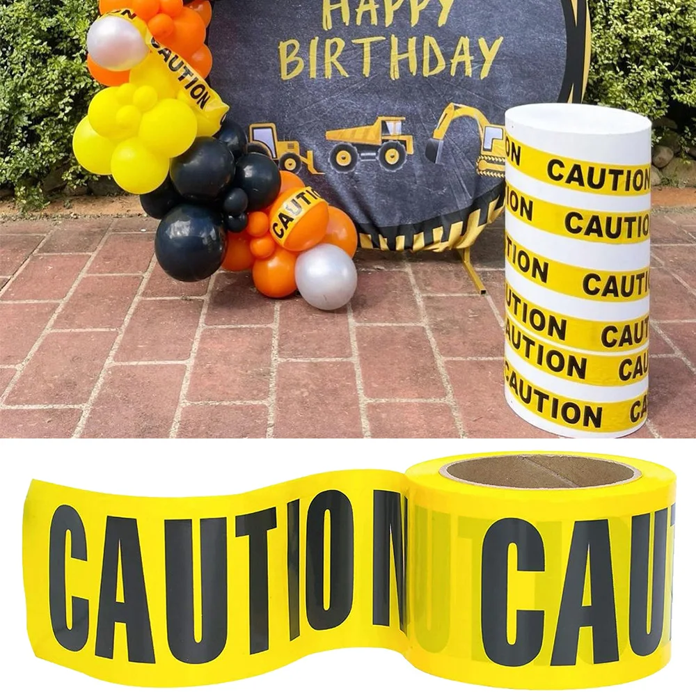 Yellow Caution Tape Construction Party Decor for Police Barricade Public Works Safety Barrier kids engineering truck birthday party decorations 20m/roll