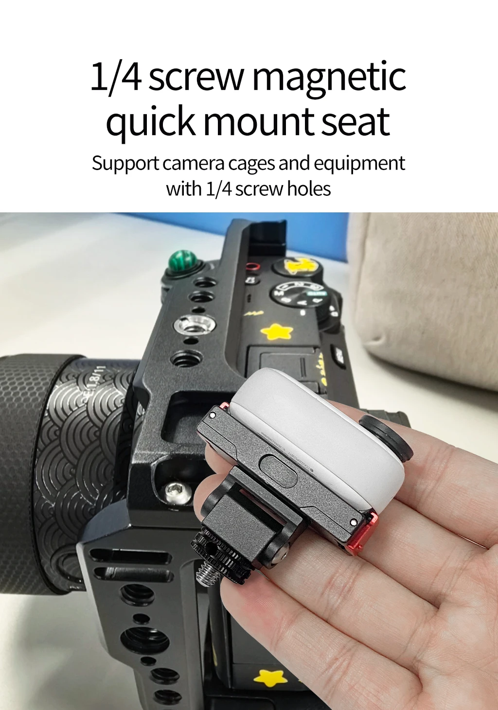 Für Insta360 Go 3 Go 3S Magnetische Schnellverschlussbasis 1/4" Schraube Kaltschuhhalterung Rucksack Schneller Clip für Daumen Kameraständer Halterung – Detail 3