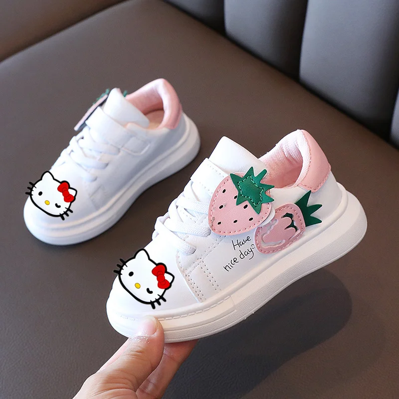 Sanrio Hello Kitty Sneakers 2022 Herfst Nieuwe Meisje Baby Aardbei Casual  Schoenen Lage Top Zachte Tong Schoenen Sportschoenen| | - AliExpress