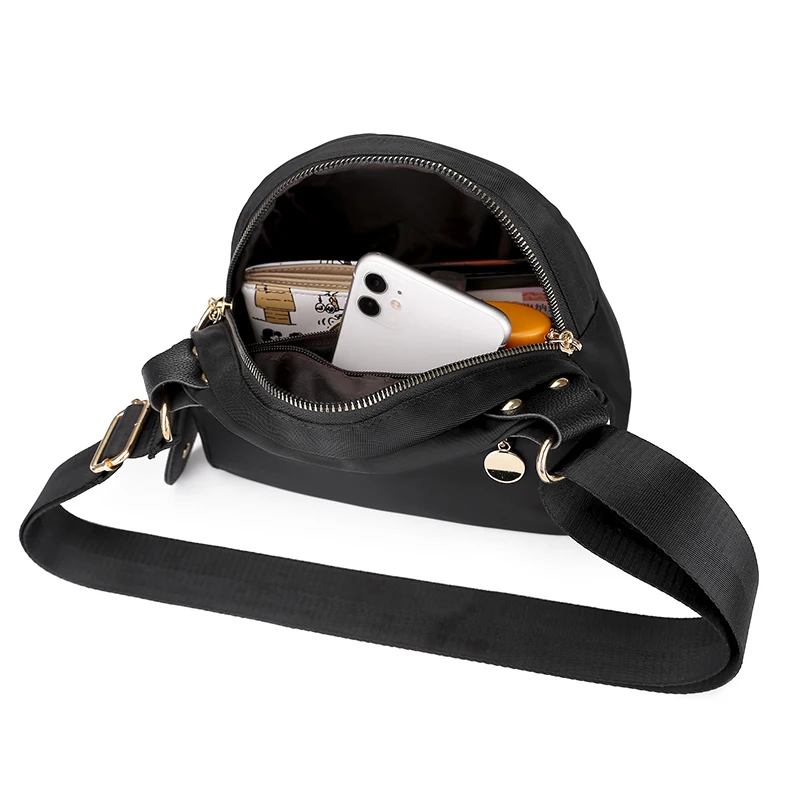 One-shoulder bag 2024 new wave girl spring and summer ladies black shell bag Oxford cloth sports wind design waterproof.