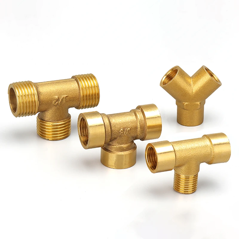 

Pneumatic Plumbing Brass Pipe Fitting Male/Female Thread 1/8" 1/4" 3/8" 1/2" BSP Tee Type Copper Fittings Water Oil Gas Adapter