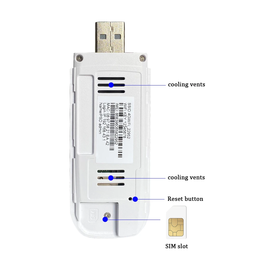 Wifi Dongle Usb 4g Modem Hotspot Cat4 150mbps Móvel sem Fio Desbloquear Roteador de Carro Gsm Umts Lte u Discos Sim Slot para Cartão - Imagem 5